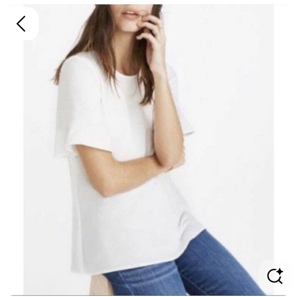 Madewell Crepe Premier Bow Back Short Sleeve Top